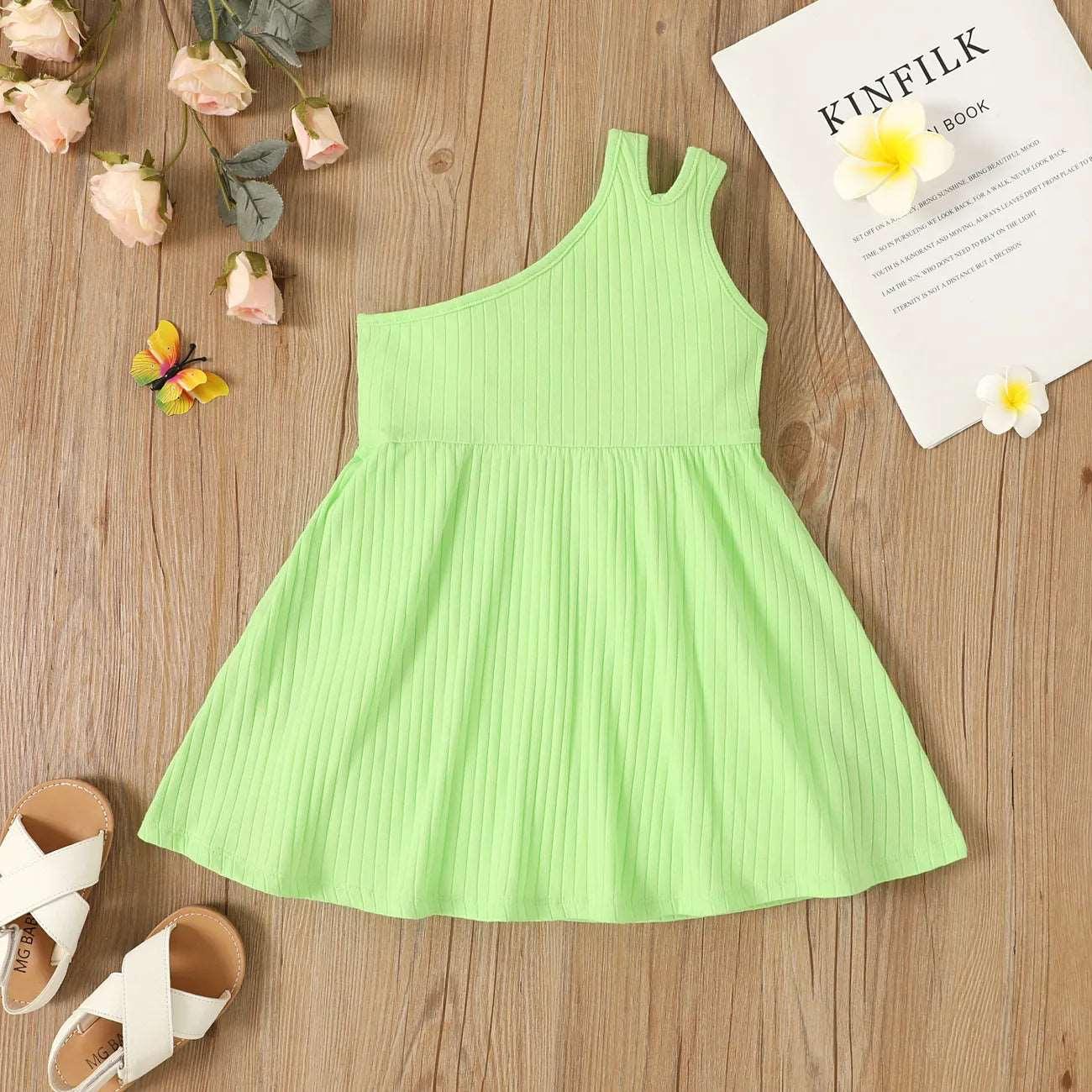 Textured Solid Sleeveless Dress - Toddler Girl - Novo Kids