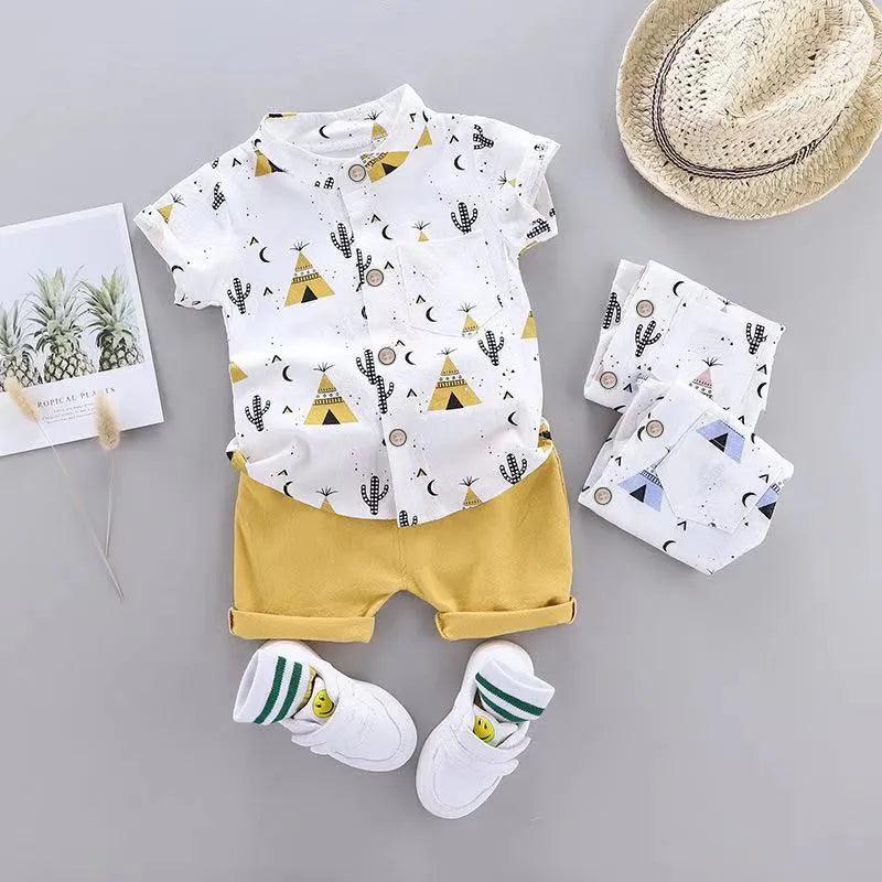 Pyramid Cactus Print Shirt & Shorts Set - Toddler Boys (2Pcs) - Novo Kids