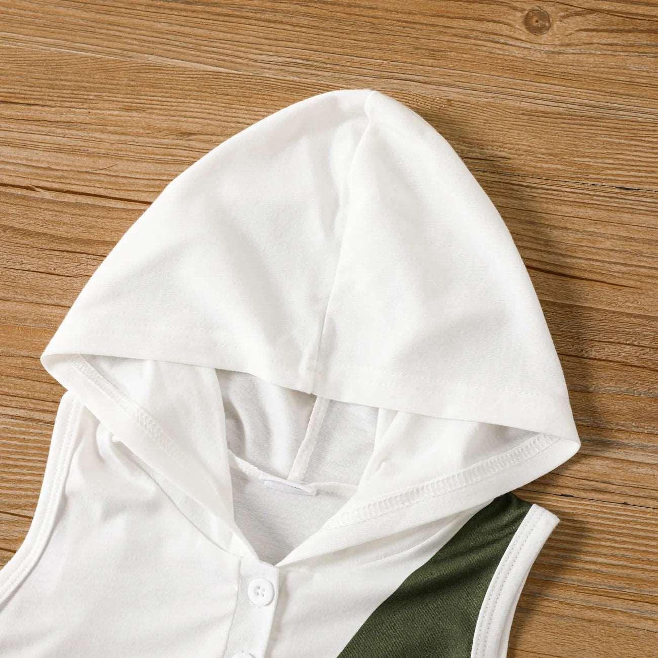 Letter Print Hooded Tank + Ripped Shorts Set - Toddler Boy (2Pcs) - Novo Kids