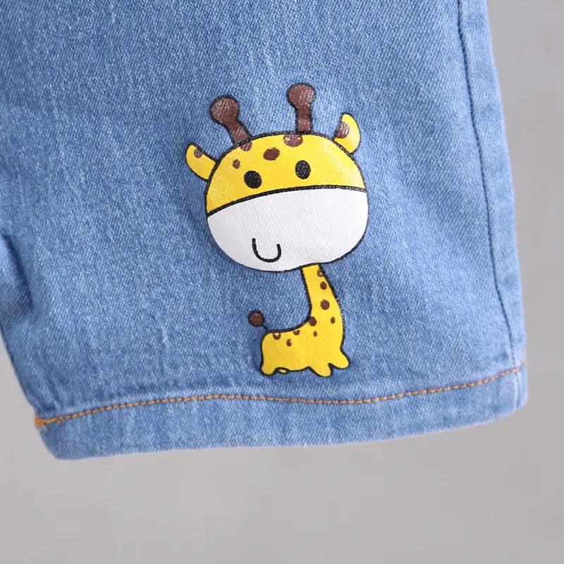 Giraffe Graphic Tee & Denim Shorts Set - Toddler Boy (2pcs) - Novo Kids
