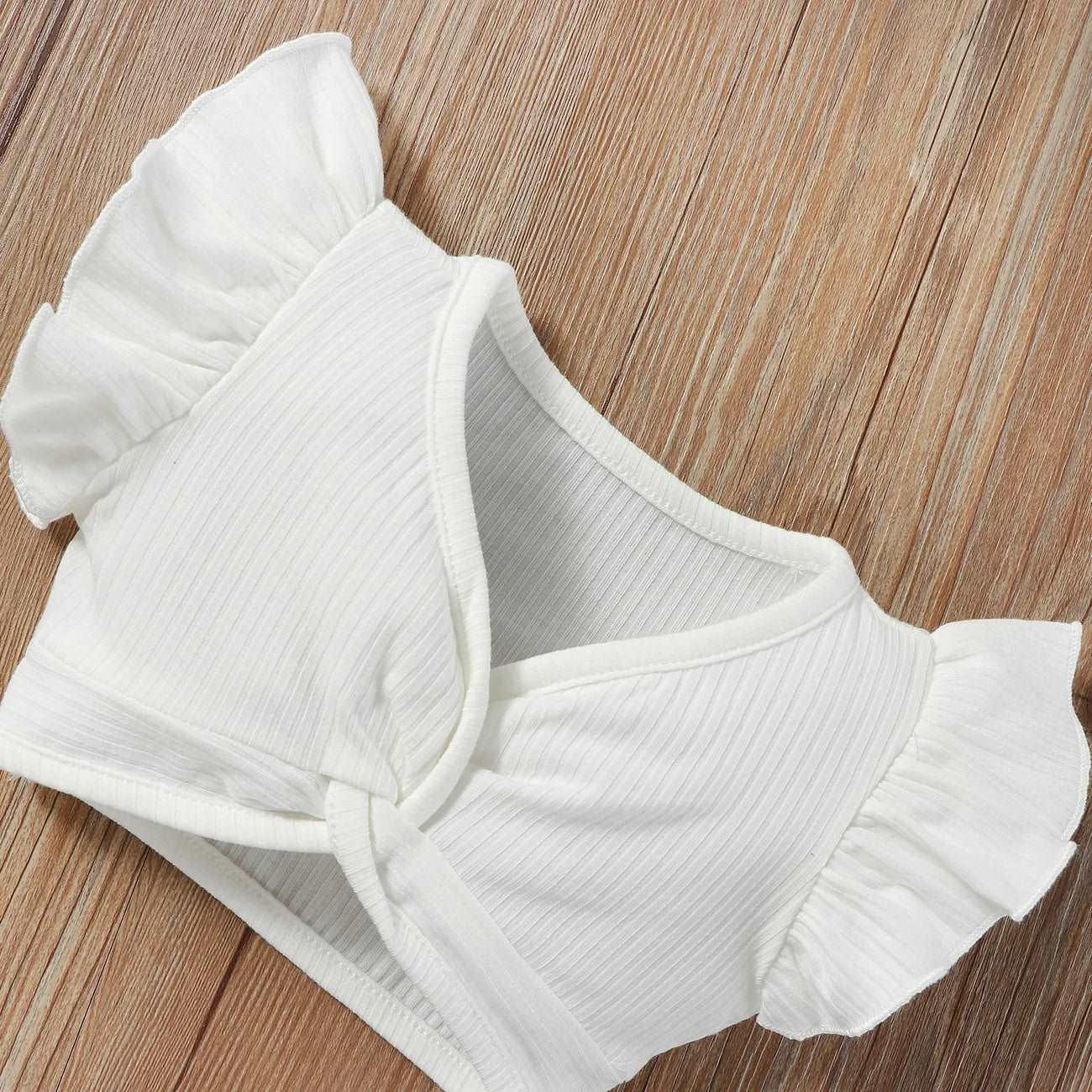 Ruffle Sleeve Solid Top & Skirt Set with Back Pockets - Baby Girl (2Pcs) - Novo Kids