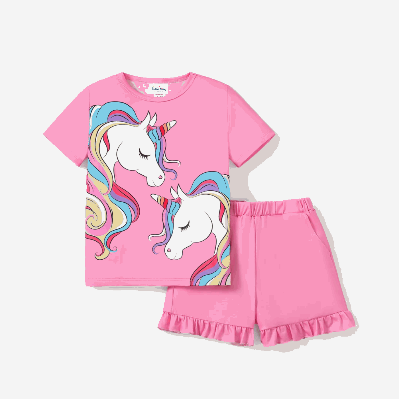 Casual Unicorn Pattern Pajama Set - Kids Girl (2Pcs) - Novo Kids