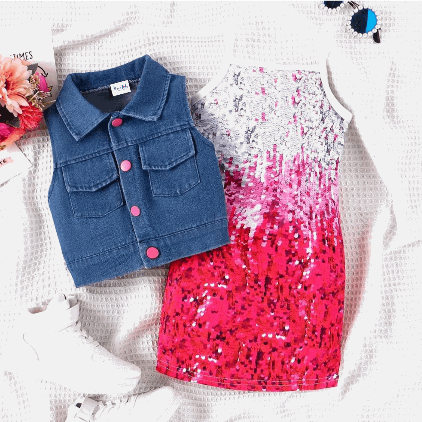 Avant-garde Lapel Suit Dress - Toddler Girl (2Pcs) - Novo Kids