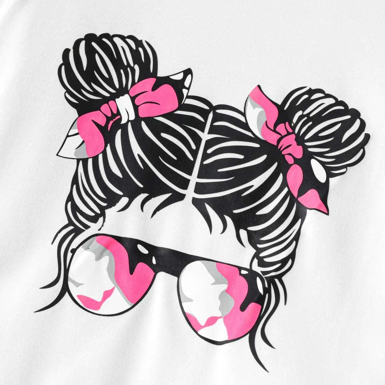 Figure Print Short-sleeve Tee and Camouflage Pants Set - Kids Girl (2Pcs) - Novo Kids