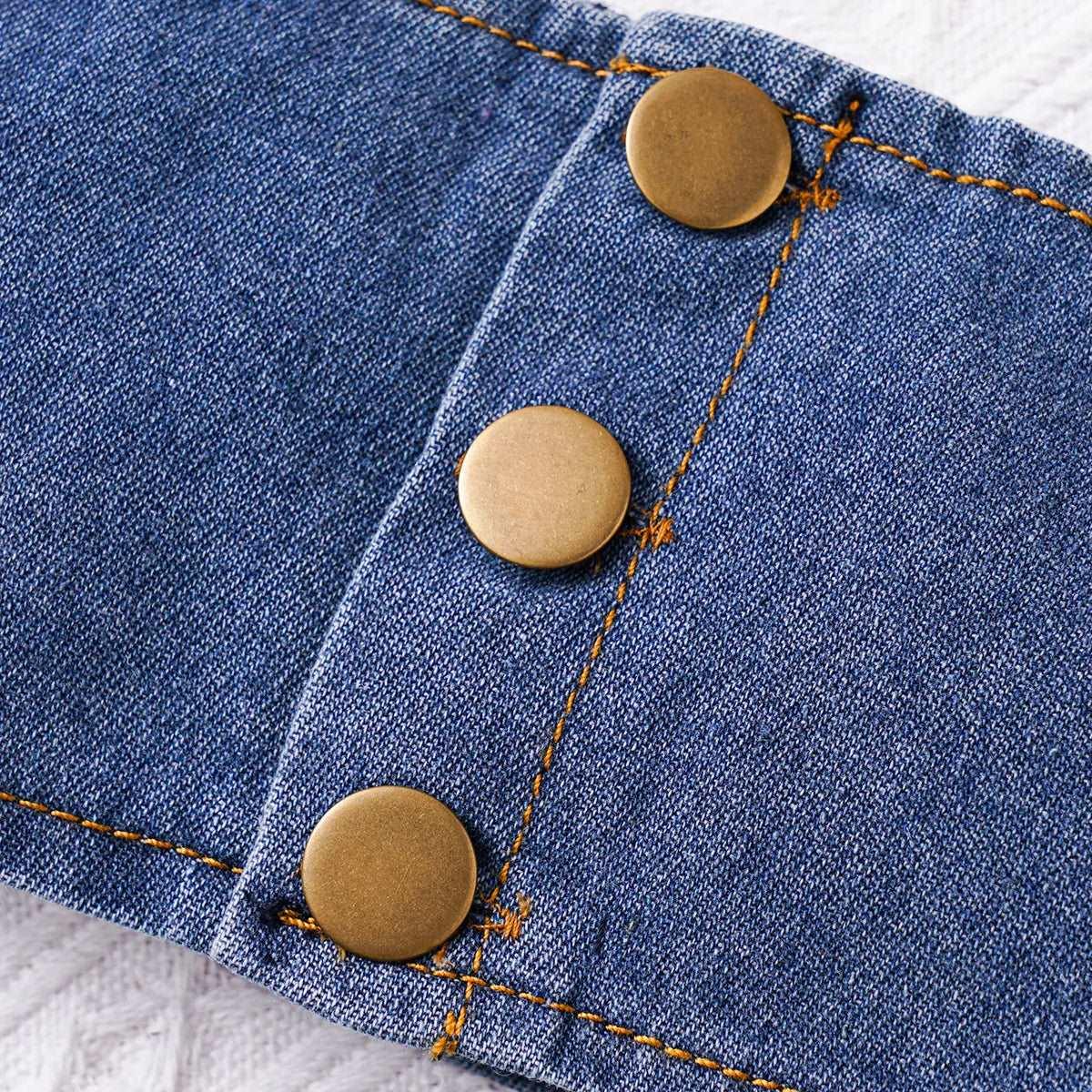 Ruffle Slip Top + Belted Denim Shorts Set 100% Cotton - Toddler Girl (2Pcs) - Novo Kids