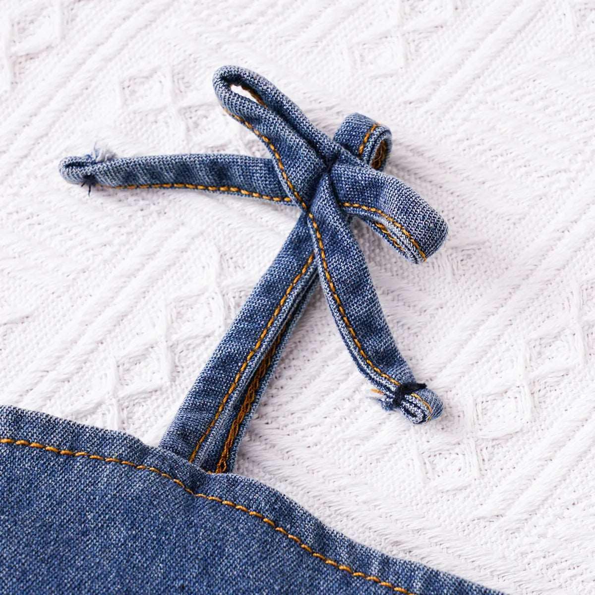 Ruffle Slip Top + Belted Denim Shorts Set 100% Cotton - Toddler Girl (2Pcs) - Novo Kids