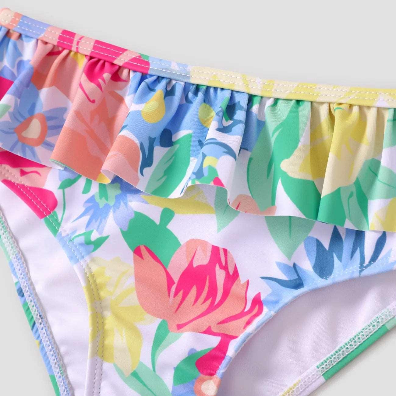 Sweet Tropical Print Swimsuit Set - Kid Girl (3Pcs) - Novo Kids