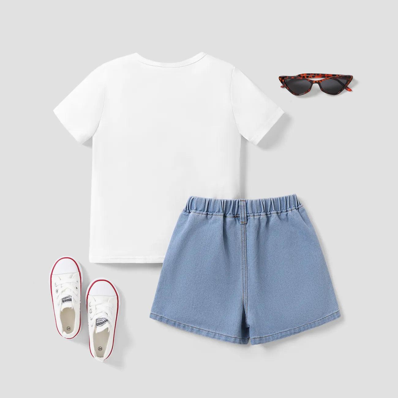 Butterfly Tee and Denim Suit Set - Kids Girl (2Pcs) - Novo Kids