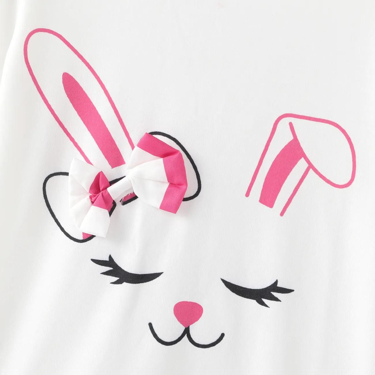 3D Rabbit Print Tee & Belted Shorts Set - Kids Girls (2pcs) - Novo Kids