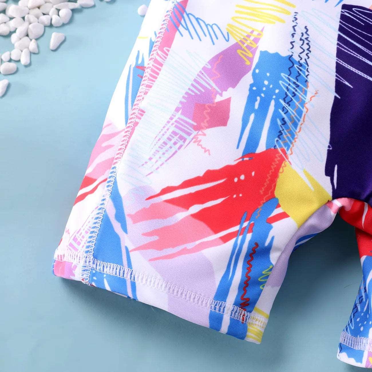 Childlike Graffiti Swimsuit with Stand Collar - Toddler Boy/Girl - Novo Kids