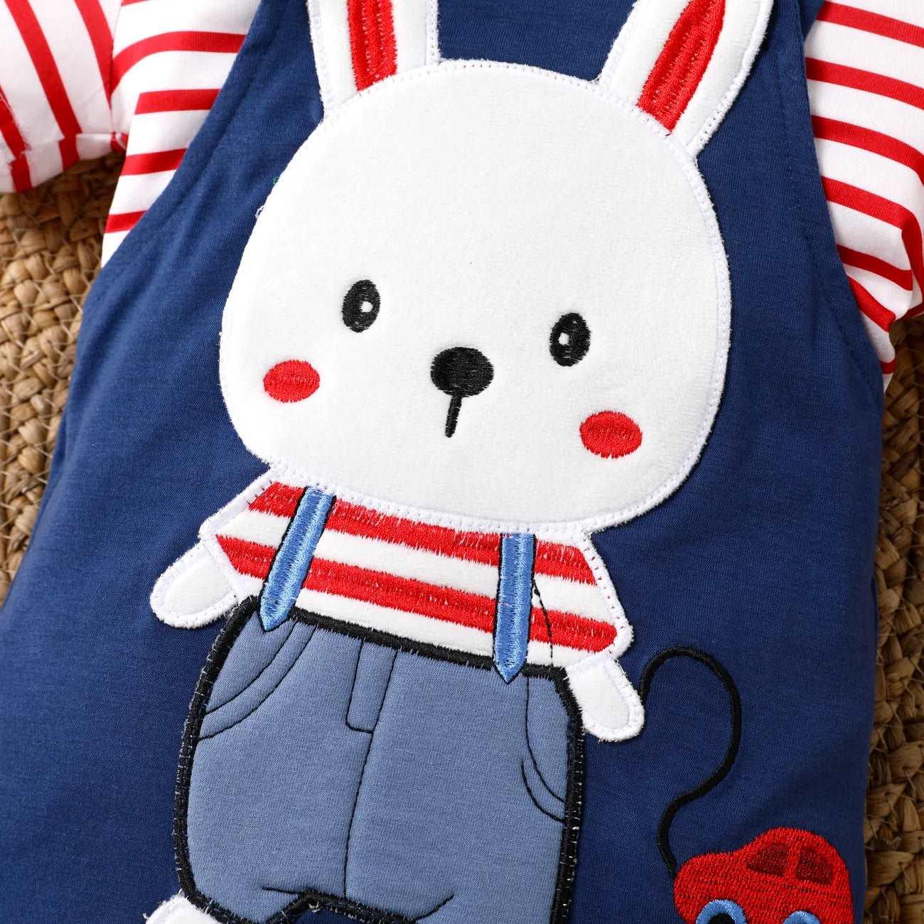 Hyper-Tactile Rabbit Short-Sleeve T-shirt and Overalls Set - Infant Boy (2Pcs) - Novo Kids