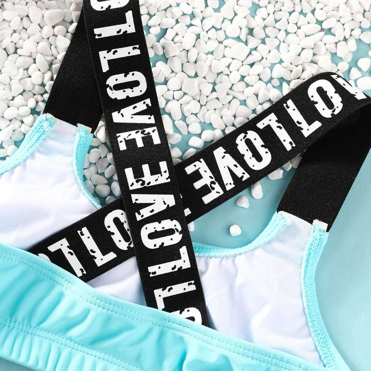 Casual Letter Pattern Swimsuit Set - Kids Girl (2Pcs) - Novo Kids