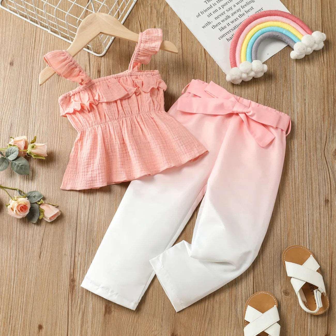 Sweet Flutter Sleeve Set - Cotton/Poly Blend - Toddler Girl (2Pcs) - Novo Kids