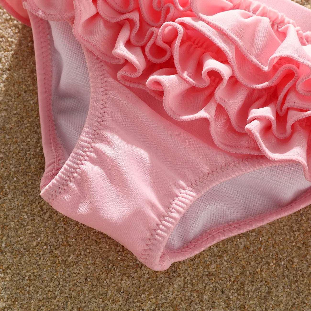 Sweet Ruffle Edge Swimsuit Set - Baby Girl (3Pcs) - Novo Kids