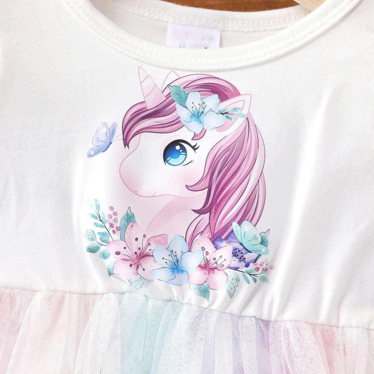 Colorful Mesh Unicorn Ruffle Dress - Baby Girl - Novo Kids