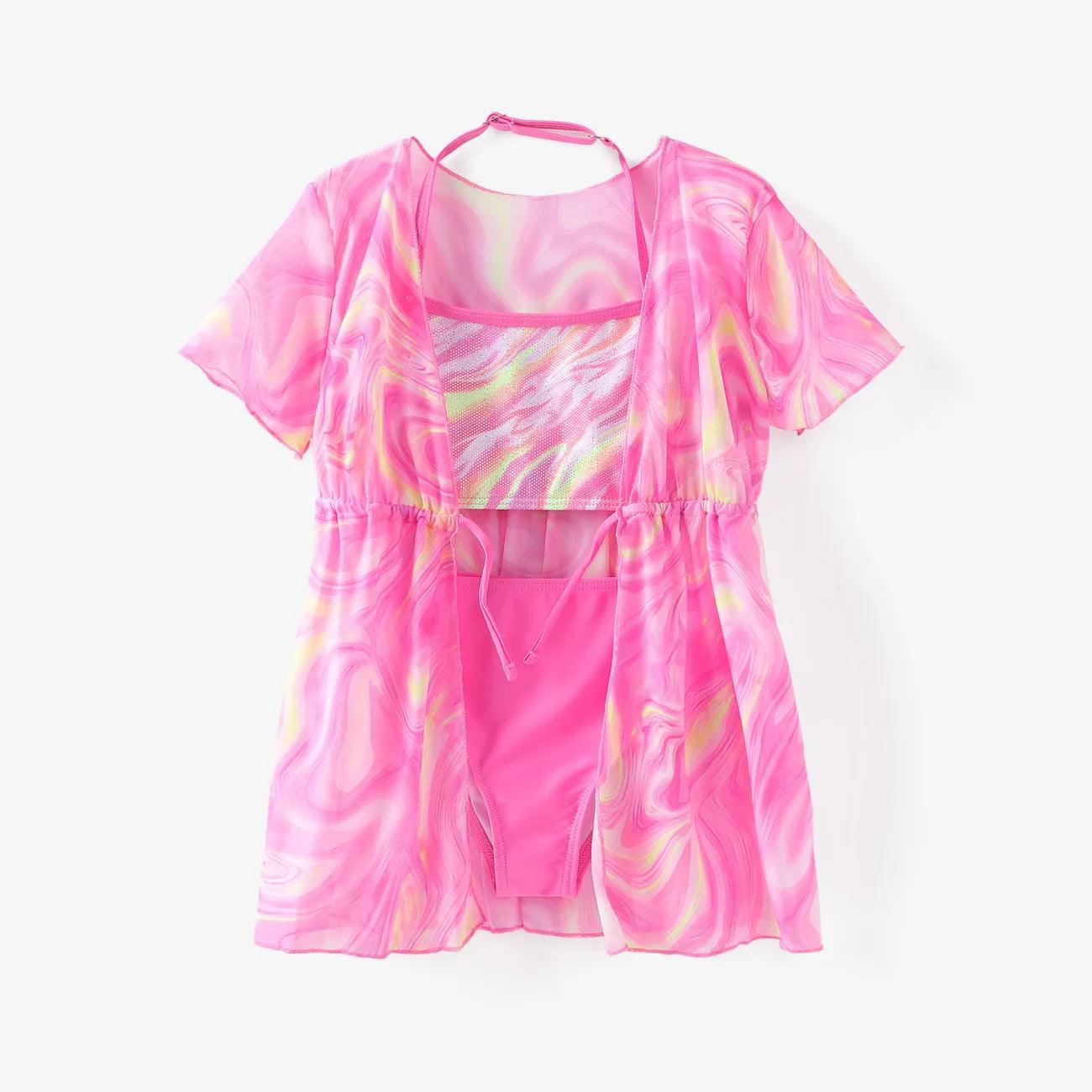 Tie-dyed Swimsuit Set - Toddler Girl (3Pcs) - Novo Kids