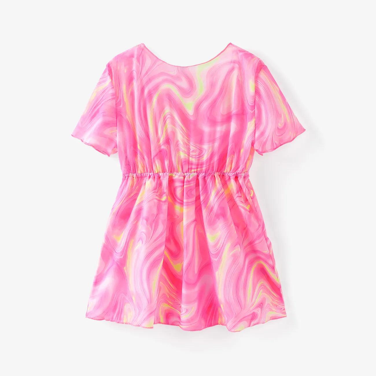 Tie-dyed Swimsuit Set - Toddler Girl (3Pcs) - Novo Kids