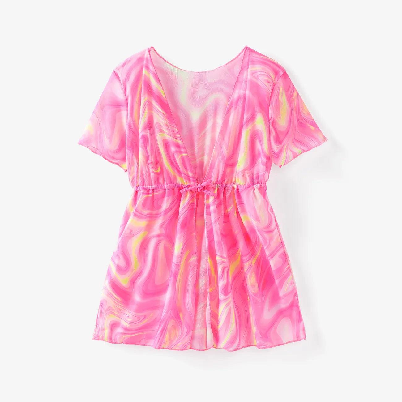 Tie-dyed Swimsuit Set - Toddler Girl (3Pcs) - Novo Kids