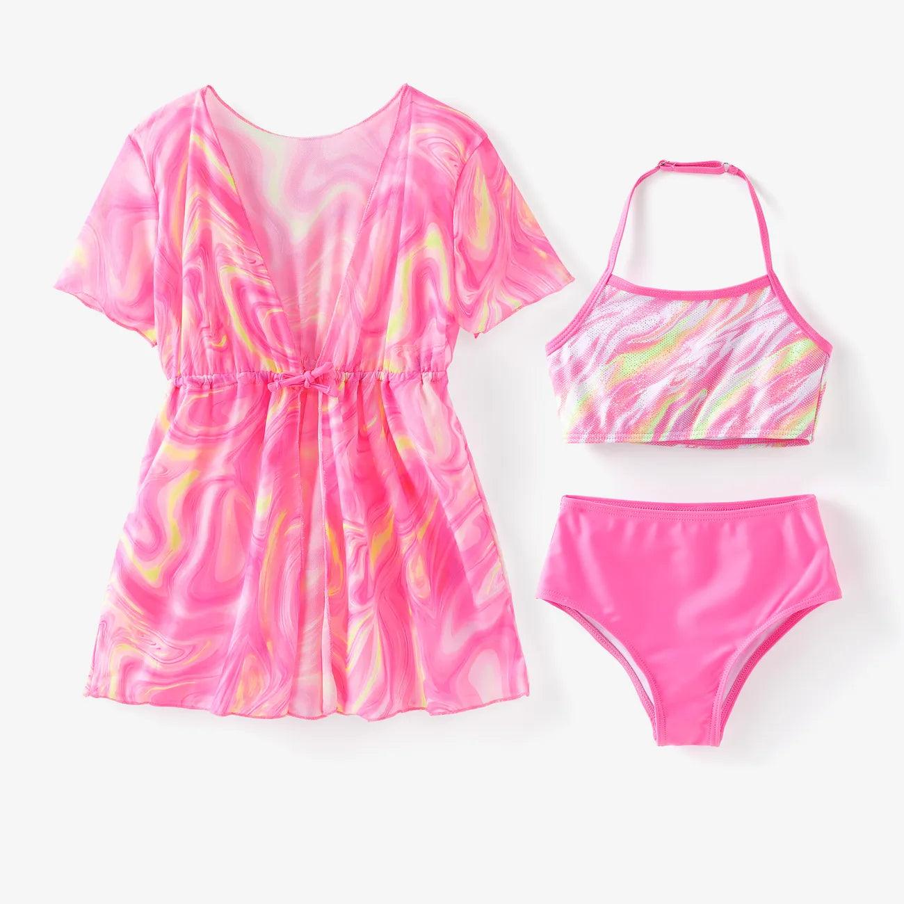 Tie-dyed Swimsuit Set - Toddler Girl (3Pcs) - Novo Kids