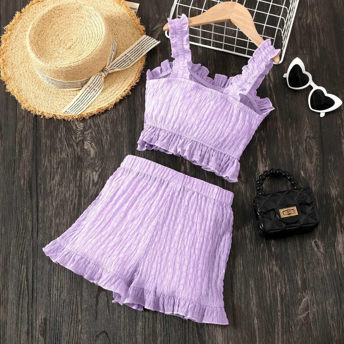 Casual Ruffle Edge Suit - Kids Girl (2Pcs) - Novo Kids