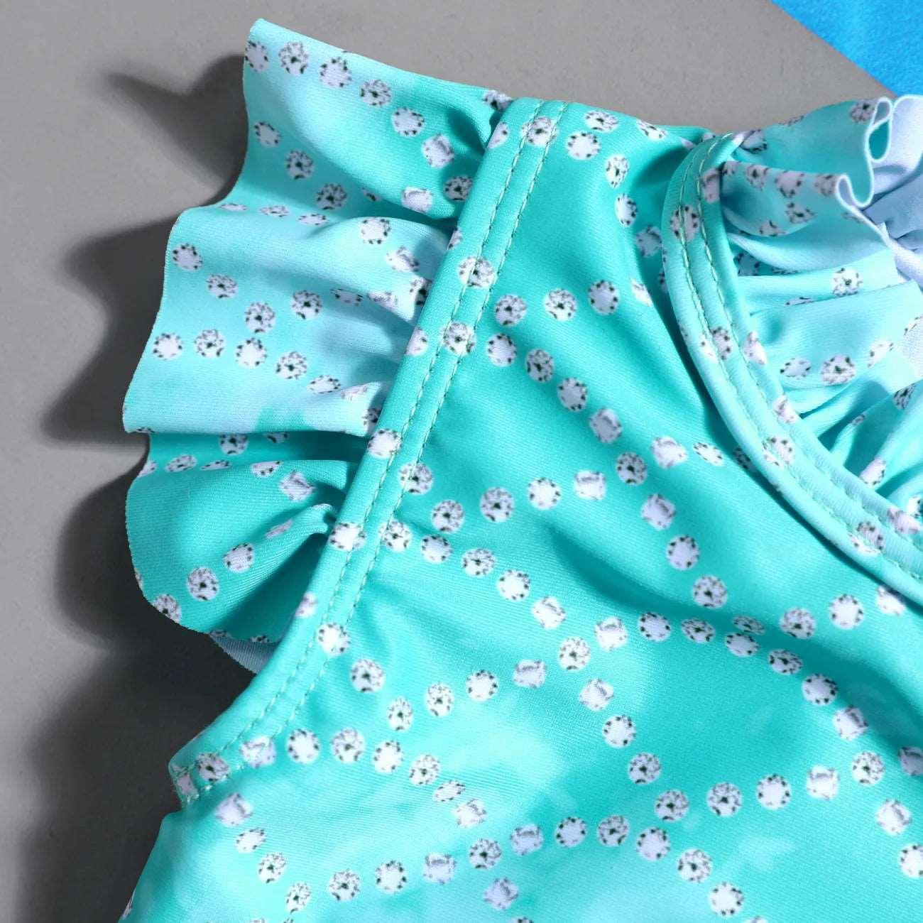 Sweet Swimsuit with Marine Elements & Ruffle Edge- Baby Girls (2pcs) - Novo Kids