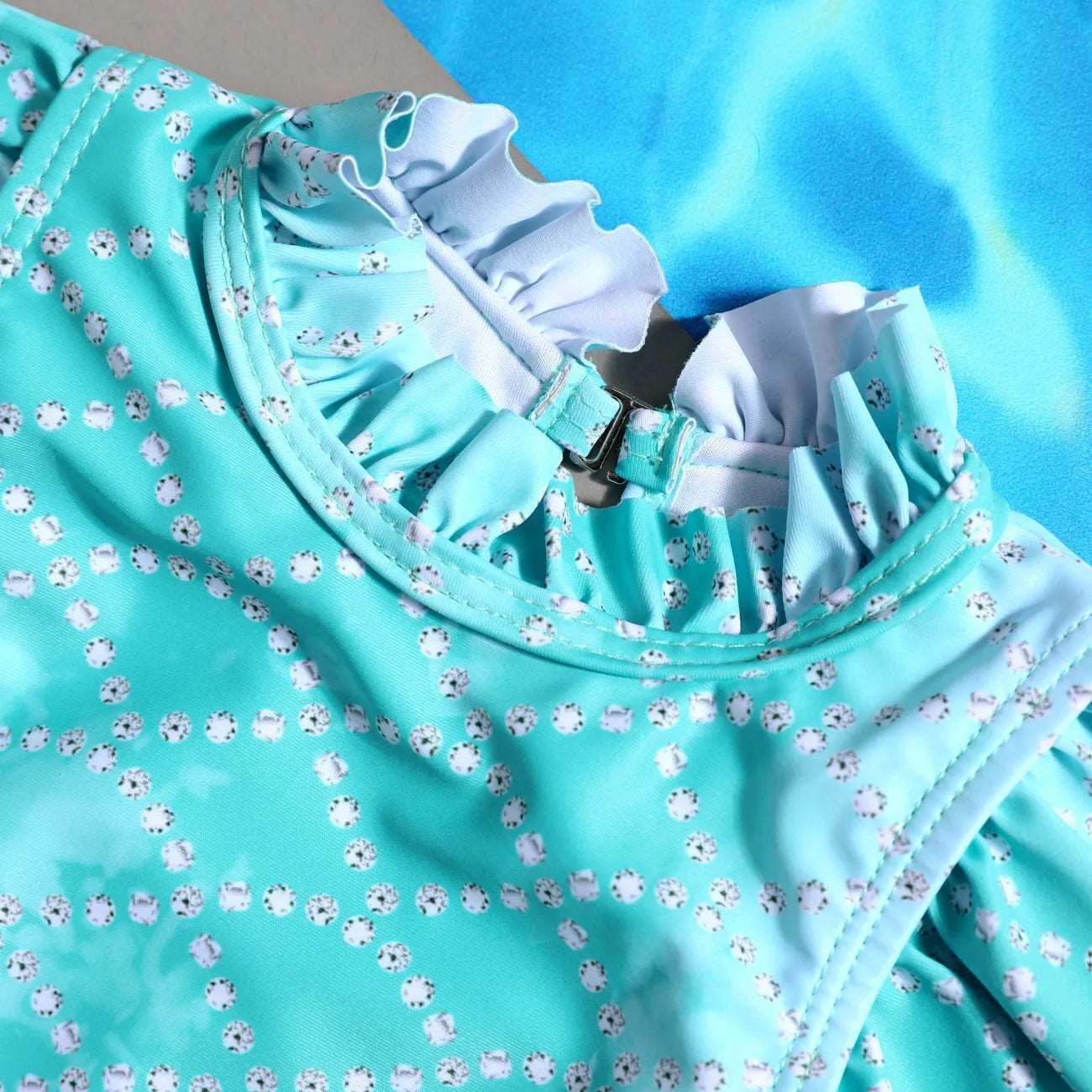 Sweet Swimsuit with Marine Elements & Ruffle Edge- Baby Girls (2pcs) - Novo Kids