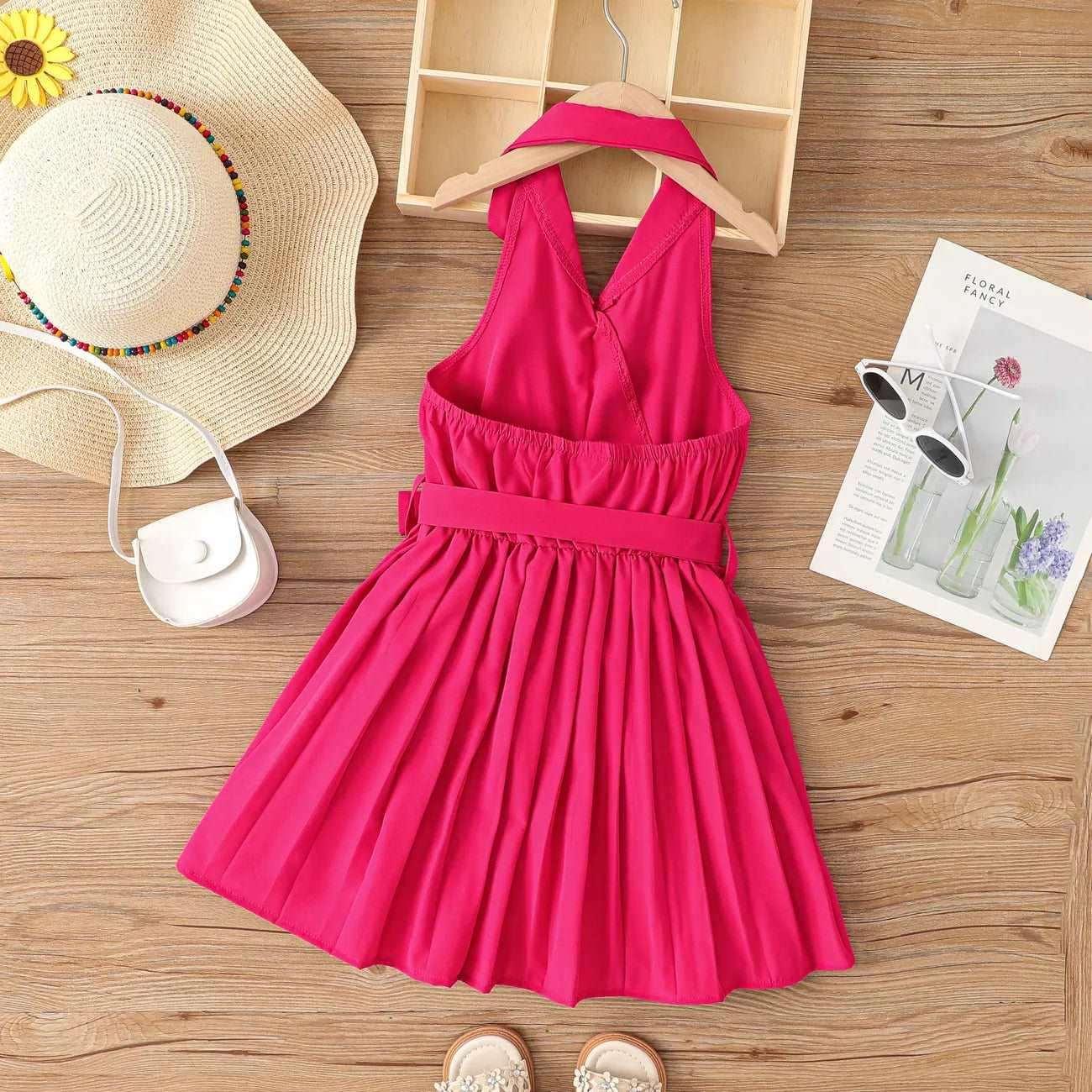 Summer Halter Pleated Dress - Kids Girl Novo Kids Summer Halter Pleated Dress - Kids Girl Novo Kids