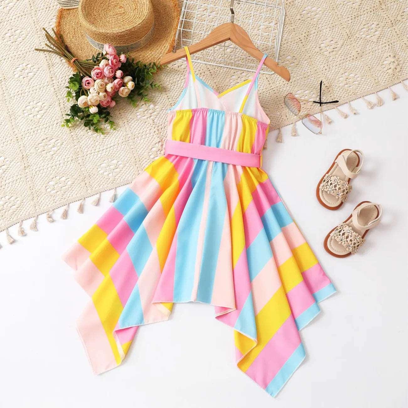 Rainbow Pleated Dress - Kids Girl - Novo Kids