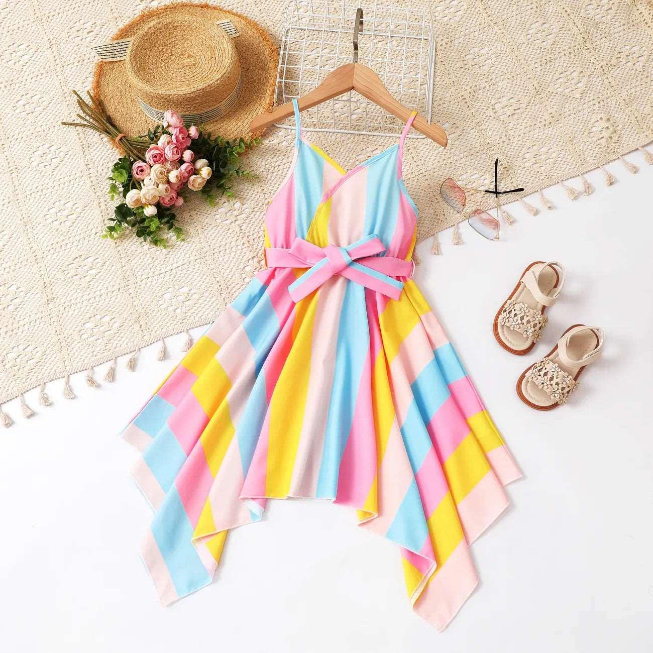 Rainbow Pleated Dress - Kids Girl - Novo Kids
