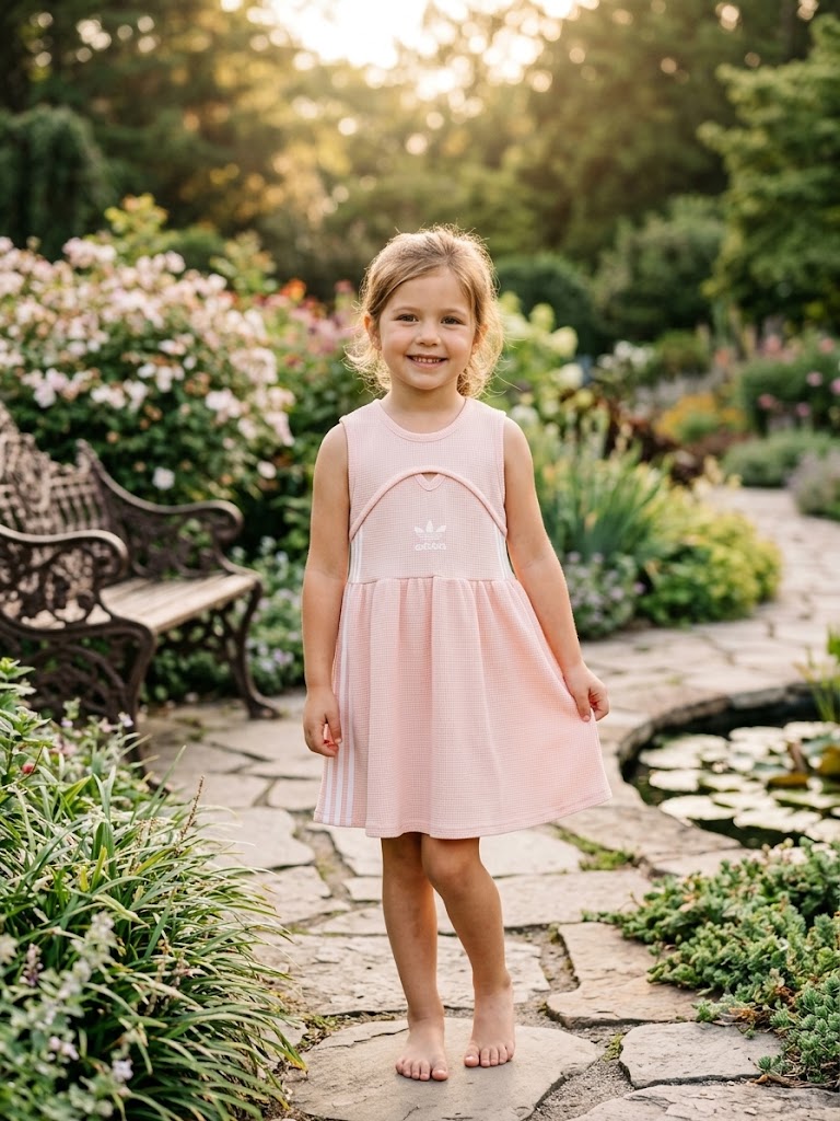 ADIDAS Sporty and Sweet Waffle Knit Pink Dress - Kids Girls (Age 2 -10Y)