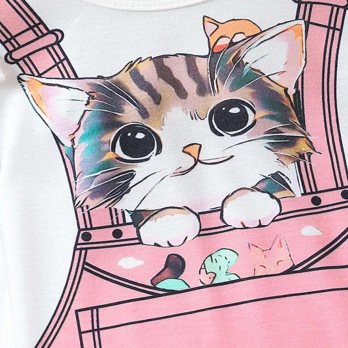 Childlike Animal Pattern Cat Flutter Sleeve Dress - Baby Girl - Novo Kids