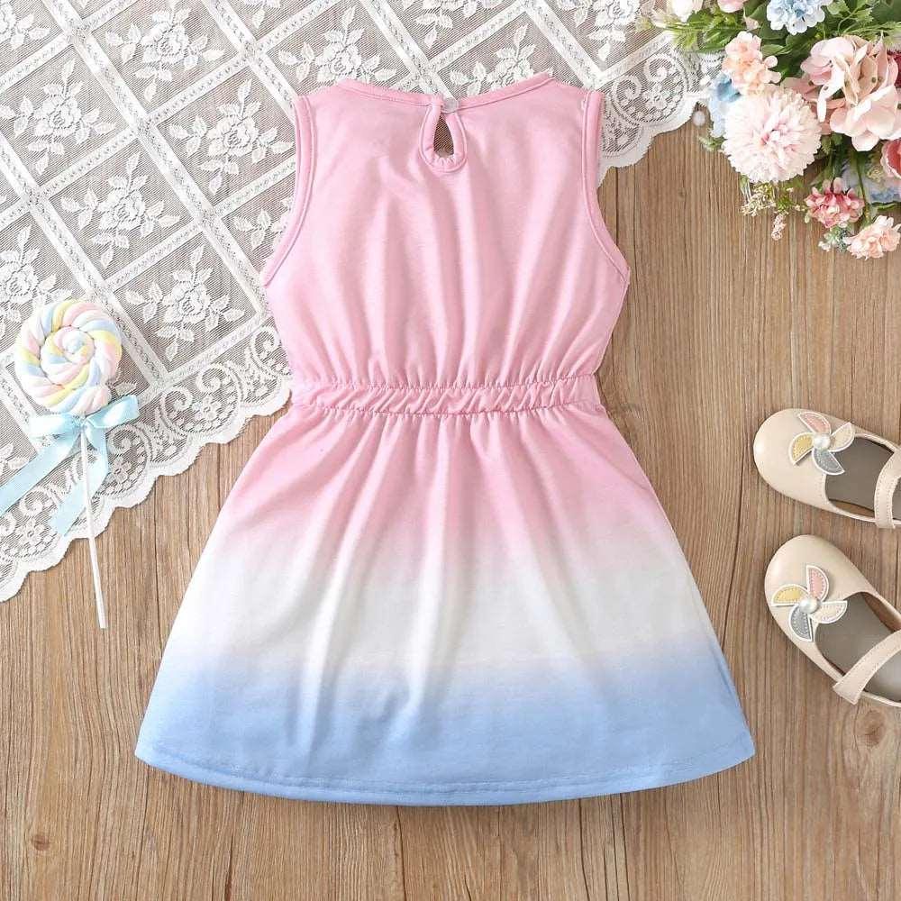 Summer Dress Gradient Color Casual Sleeveless - Toddler Girl - Novo Kids