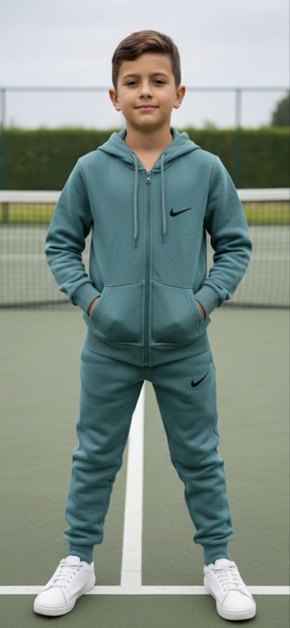 NIke Inspired KidsSage Green Hooded Tracksuit Set - Kids Boys/Girls (2-16Y)