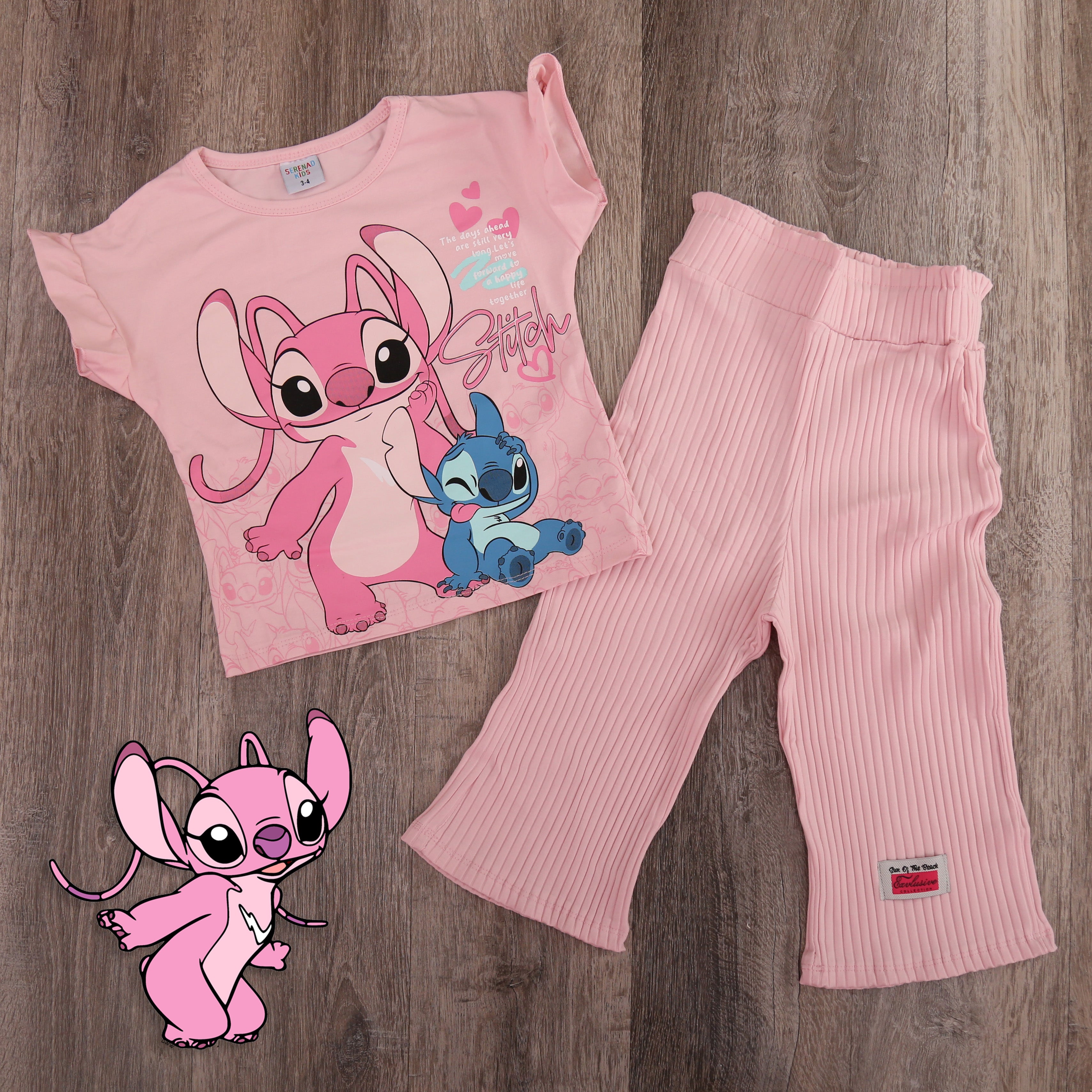 Angel & Stitch “Tropical Cuties” Girls Outfit Set (Pink)- Kids Girls (2PCs)