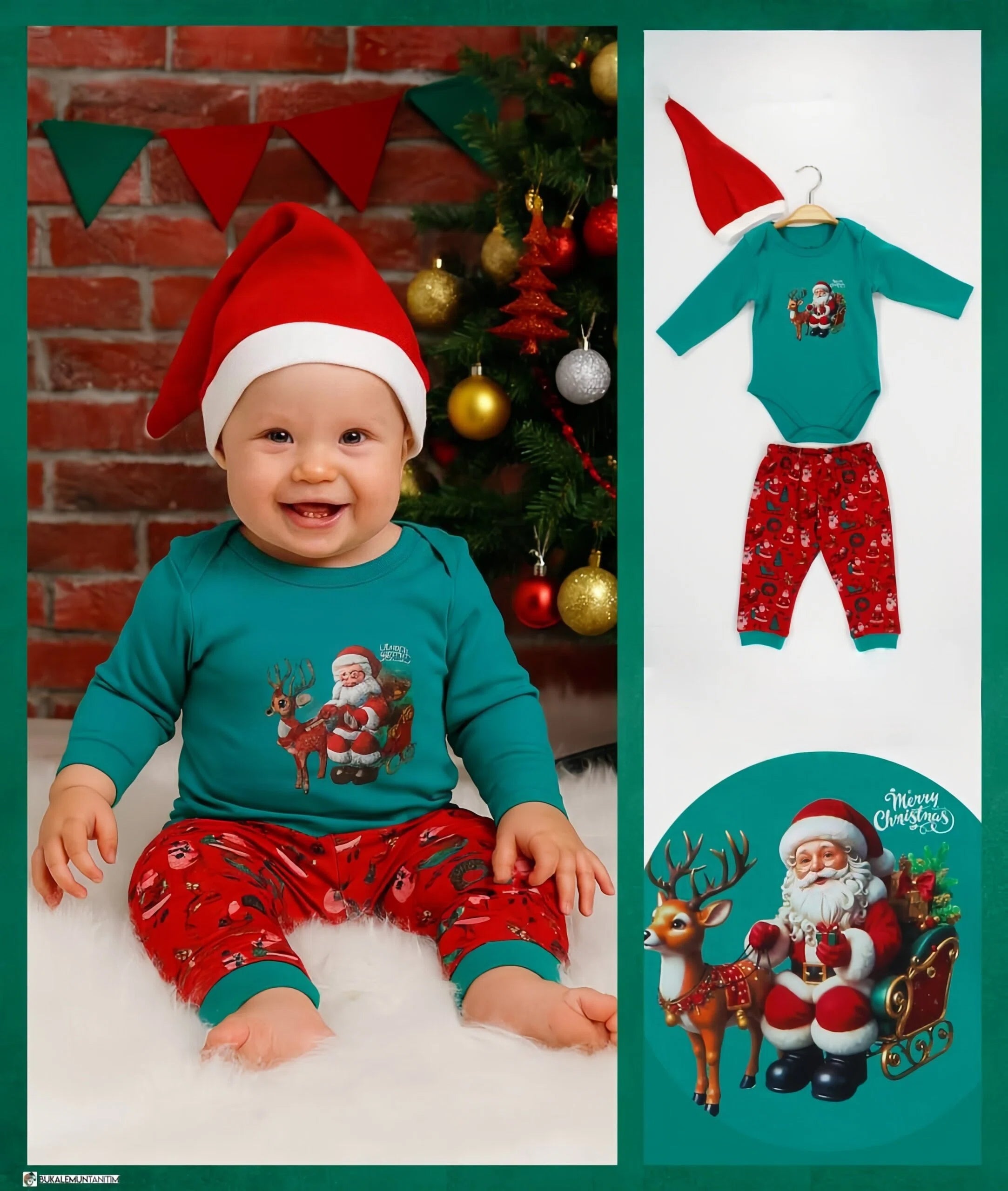 Festive Baby Christmas Set with Santa Hat - Babies (0-12M)