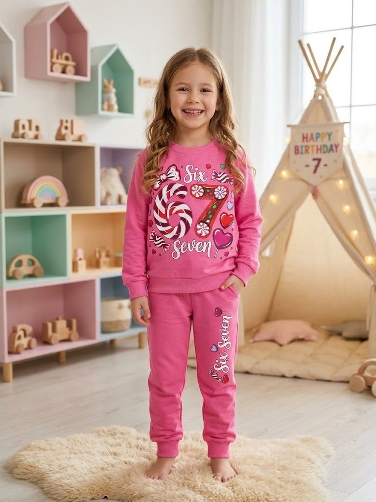 Sweet "Six Seven Pink Autumn Set - Kids Girls (2 -8Y)