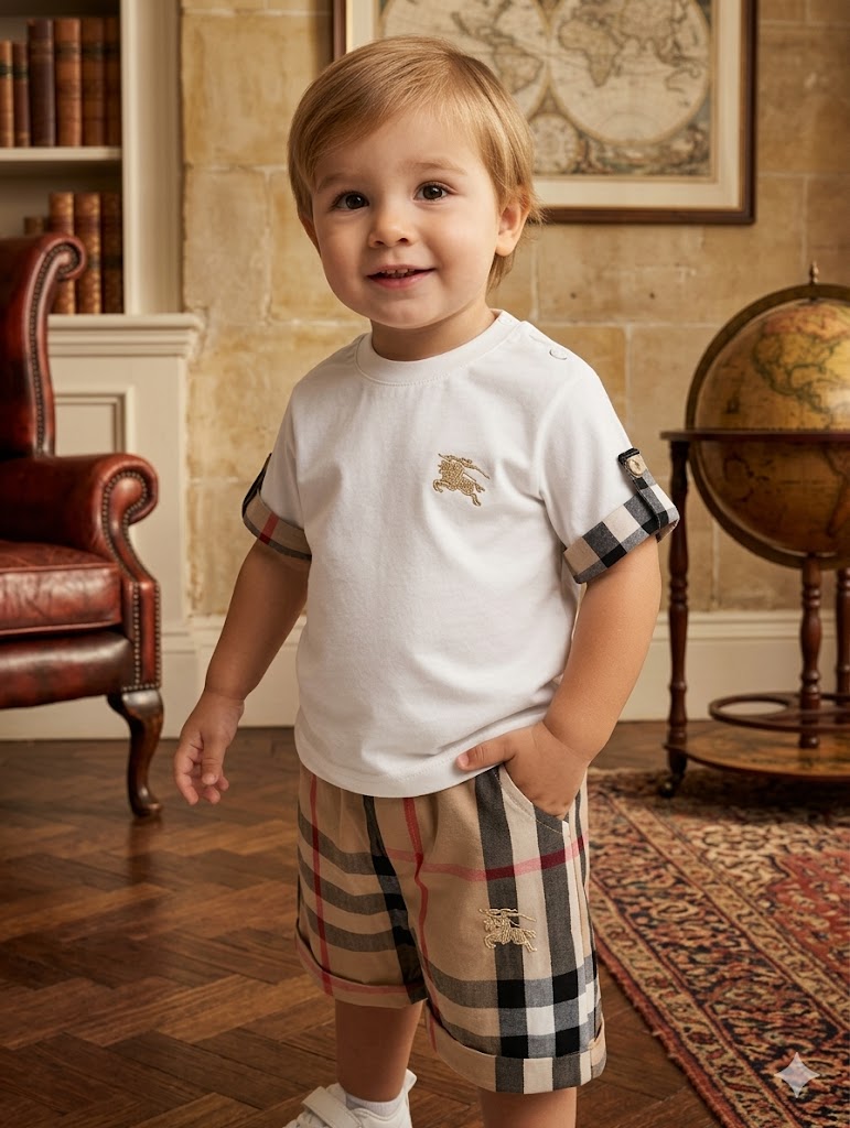 Burberry Little Gentleman Checkered Shorts Set- Baby Boys (6 to 24M)