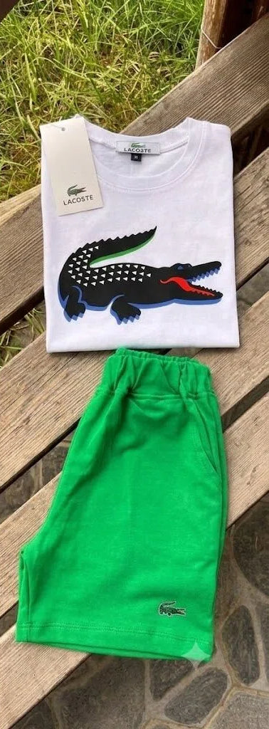La Coste Kids Crocodile Tee and Shorts Summer Set –– Kids Boys/Girls (Ages 3 to 12)