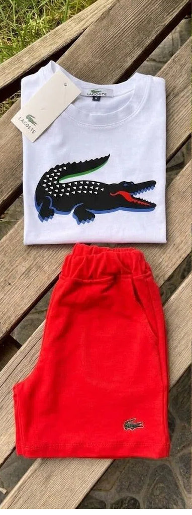 La Coste Kids Crocodile Tee and Shorts Summer Set –– Kids Boys/Girls (Ages 3 to 12)