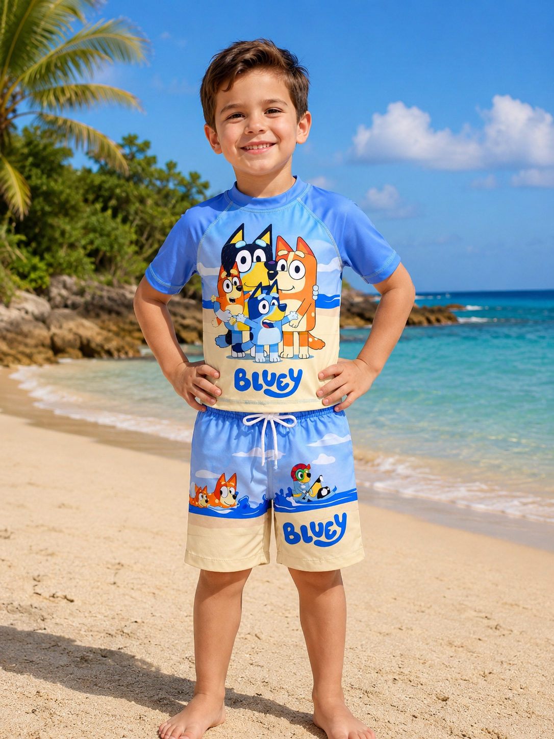 Bluey and Family Short-Sleeve Swim Set - Kids Boys (Ages 3-16)