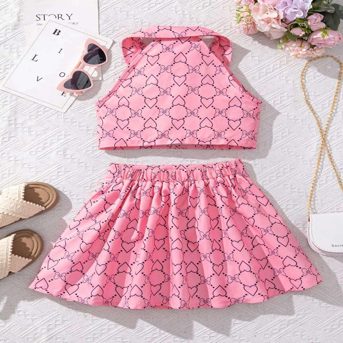 Lapel Skirt and Pants Set - Kids Girl (2pcs) - Novo Kids