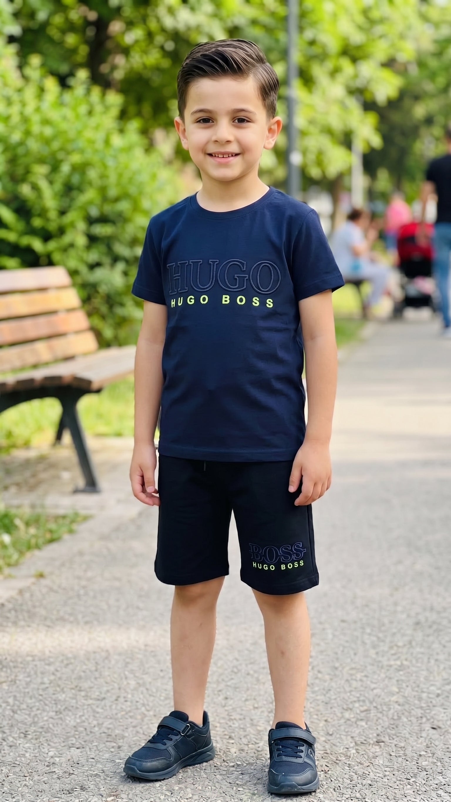 Boss Short-Sleeve Tee Shorts Black Summer Set –– Kids Boys (Ages 2 to 15)