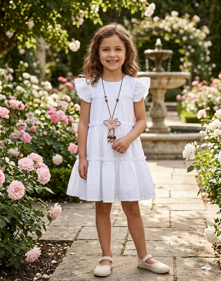 Boho-Chic Tiered Ruffle Dress Collection White - Kids Girls (Age 2 -9Y)