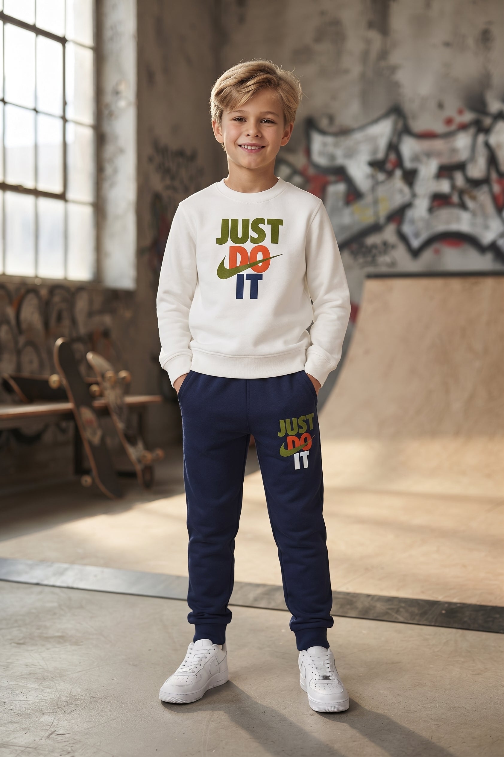 Nike "Just Do It" Sweatshirt andJogger Set  Kids Boys (3 -12Y)