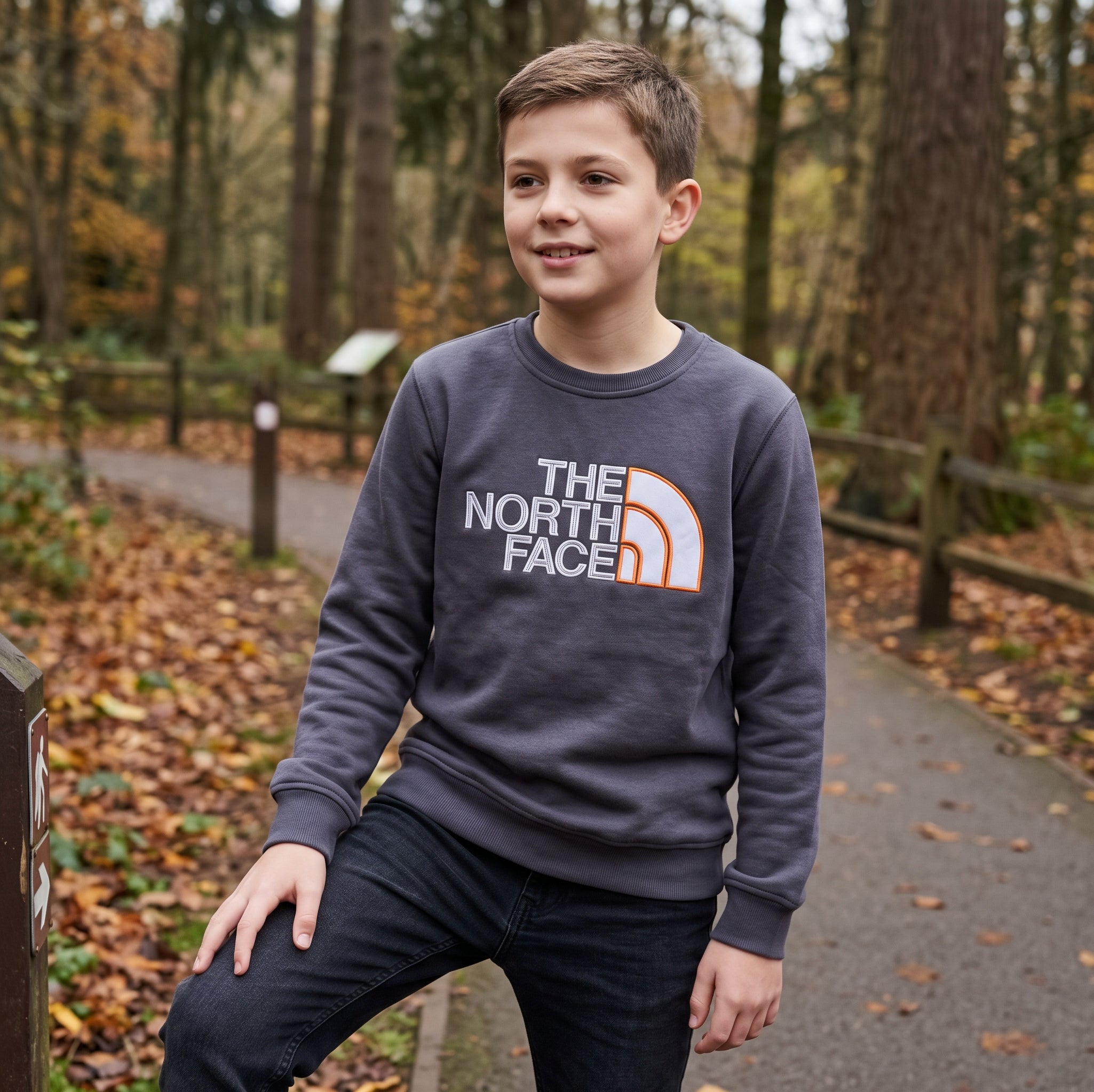 Kids Embroidered Charcoal Grey Sweatshirt NF- Boys (2-16Y)