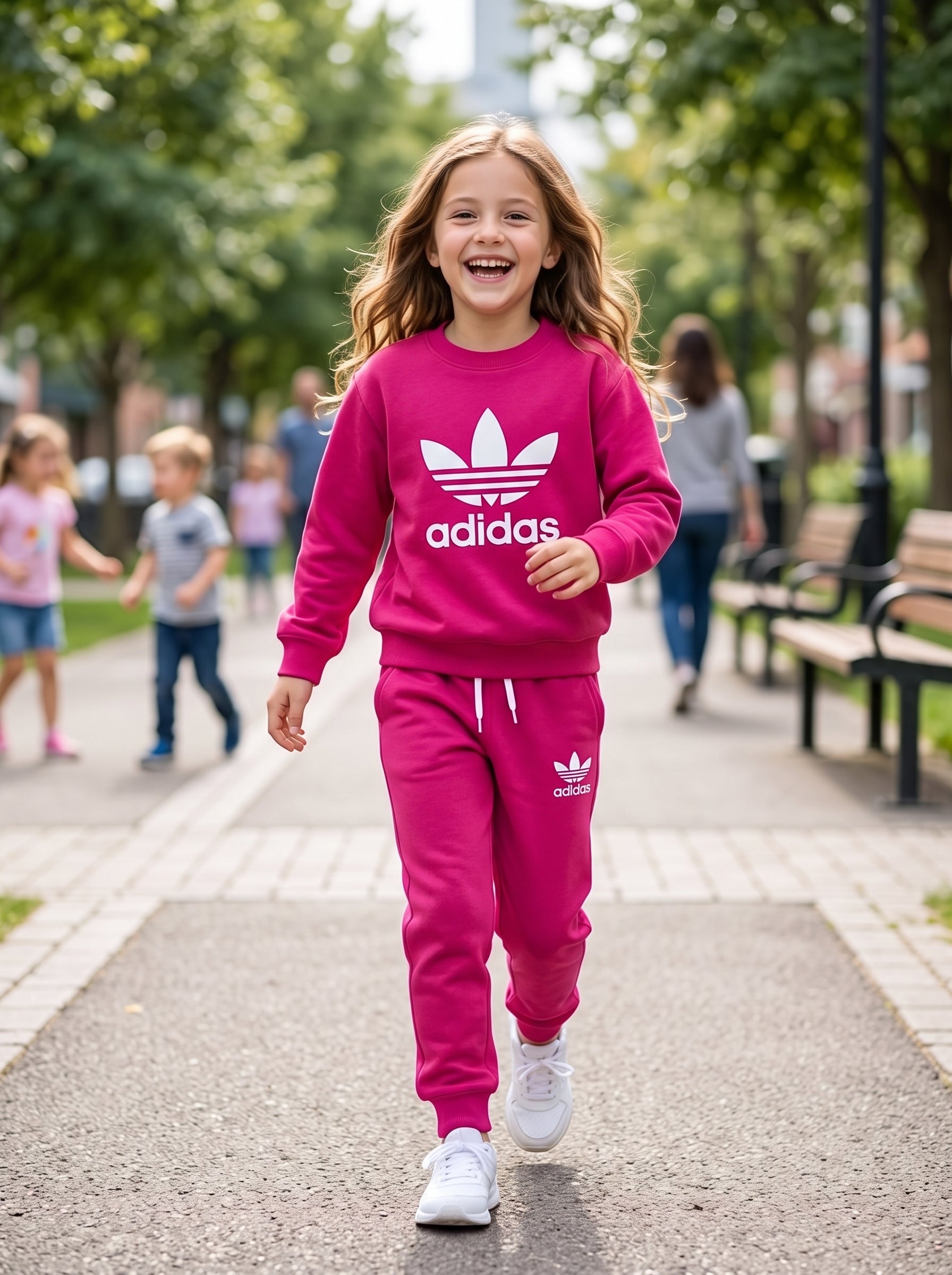 Magenta Trefoil Sweatshirt and Joggers Set - Girls (3 -10Y)