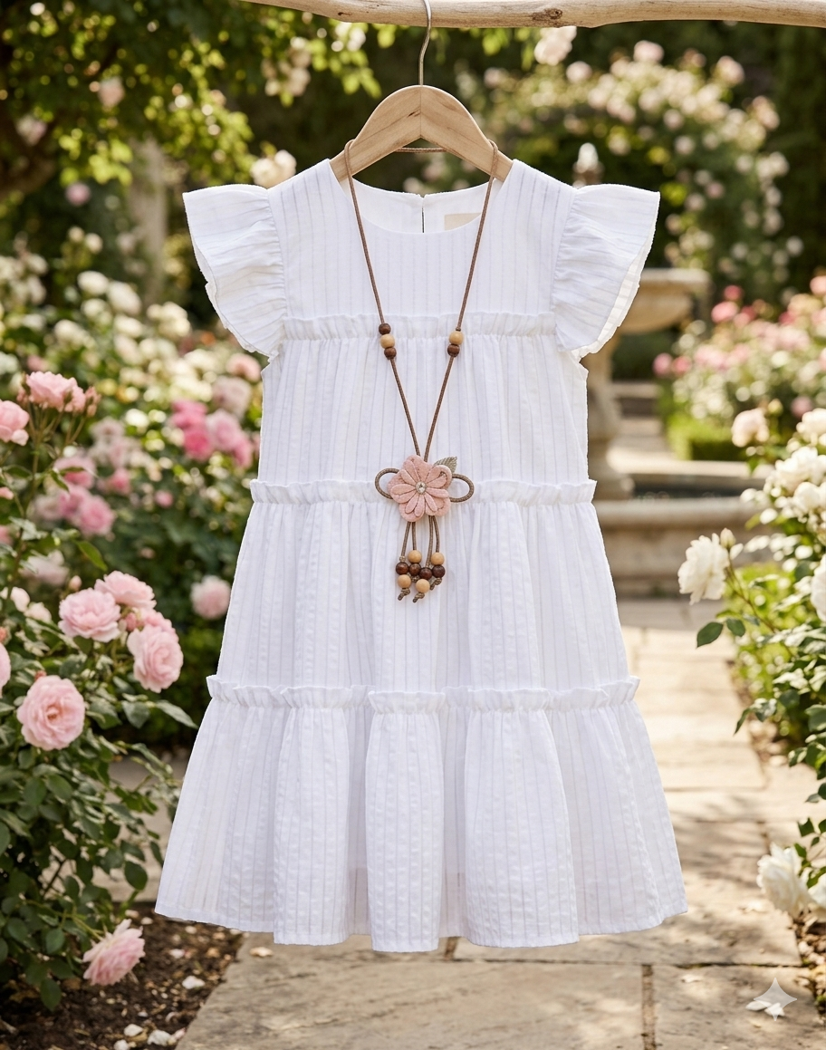 Boho-Chic Tiered Ruffle Dress Collection White - Kids Girls (Age 2 -9Y)