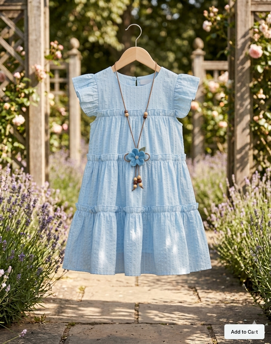 Boho-Chic Tiered Ruffle Dress Collection Blue - Kids Girls (Age 2 -9Y)