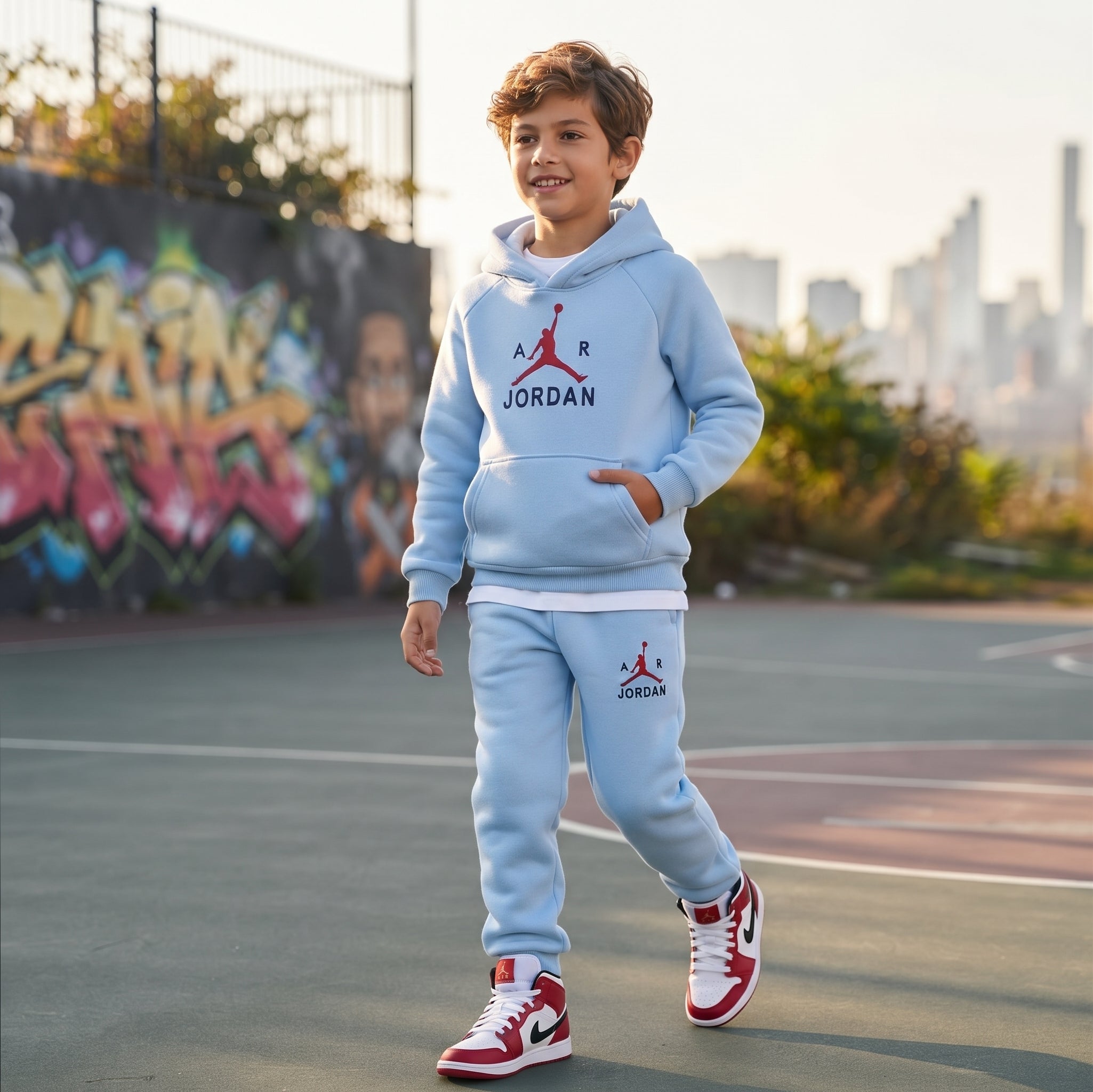 Light Blue Air Jordan Fleece Tracksuit Set- Boys (2-16Y)