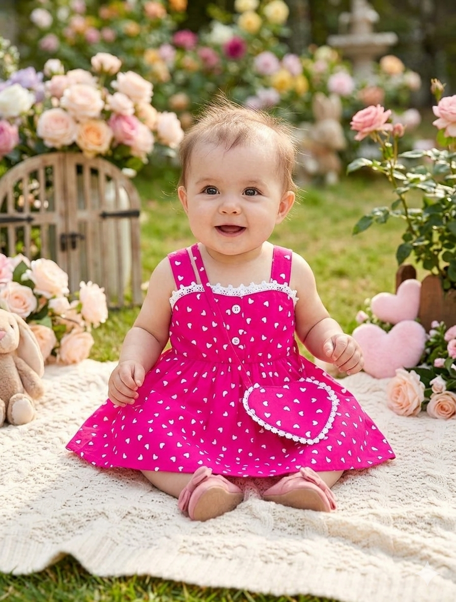 Sweetheart Hot Pink Party Dress Set with bag - Baby Girls (6-24 M)